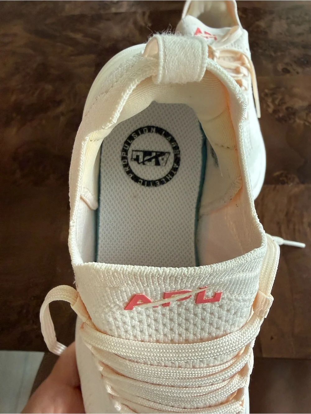 APL Knit Lace-Up Sneakers in Pale Pink and White